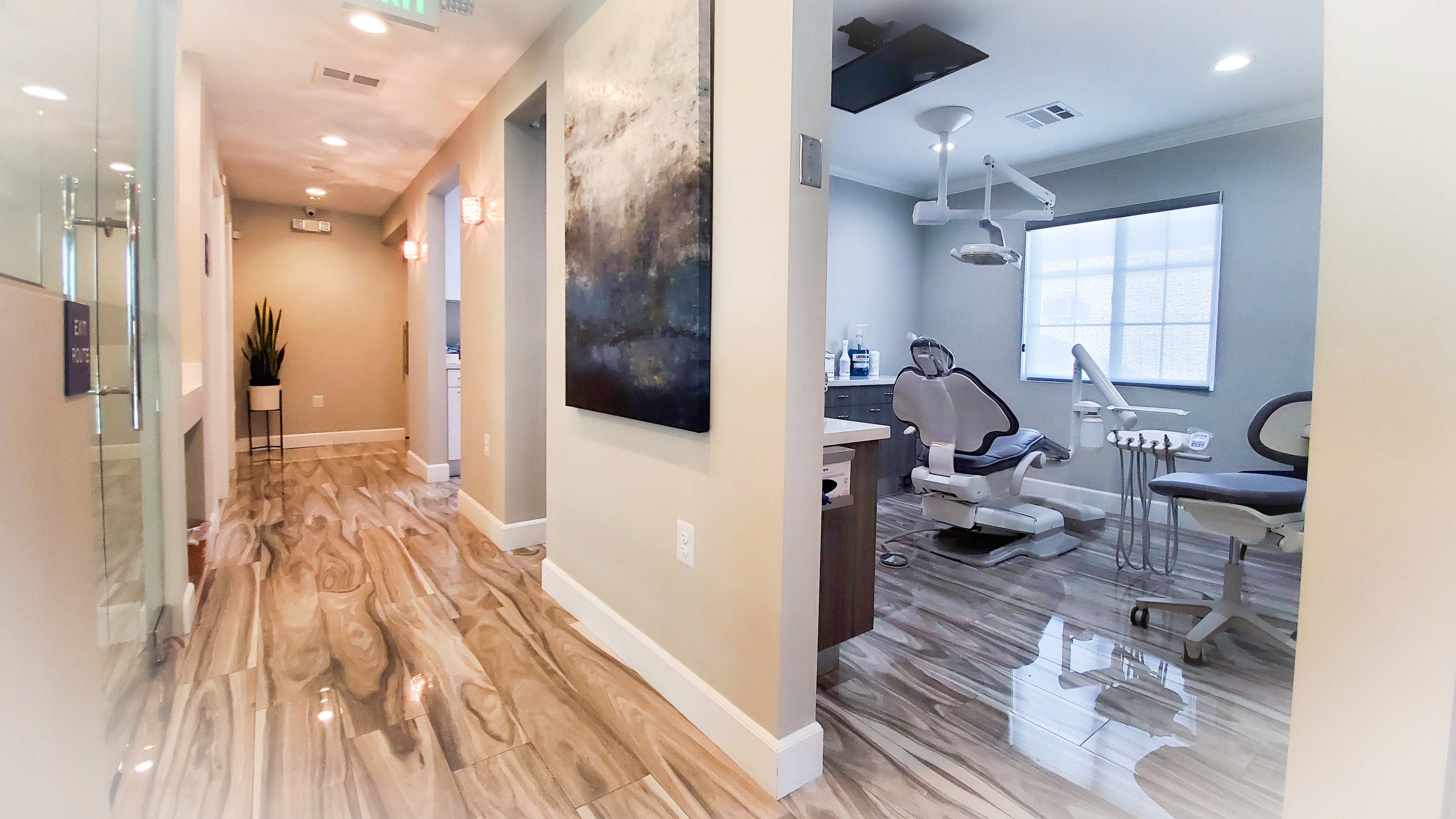 Sunny Hills Dentistry hallway and modern dental treatment room